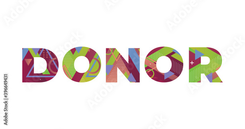 Donor Concept Retro Colorful Word Art Illustration