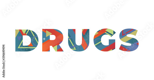 Drugs Concept Retro Colorful Word Art Illustration