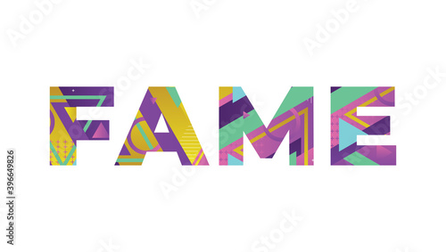Fame Concept Retro Colorful Word Art Illustration