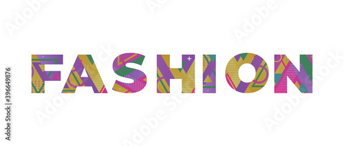 Fashion Concept Retro Colorful Word Art Illustration