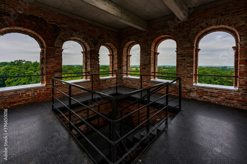 Ruins of the palace in the town of Tworków, Poland.