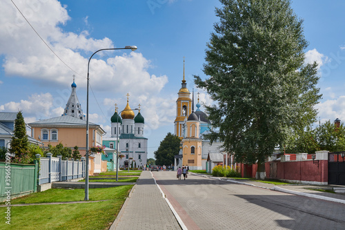 Russia. Kolomna town. Lazarev Street. View of the temple complex of Cathedral Square photo