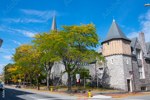 Christ Church at 569 Main Street in downtown Fitchburg in Massachusetts MA, USA.  photo