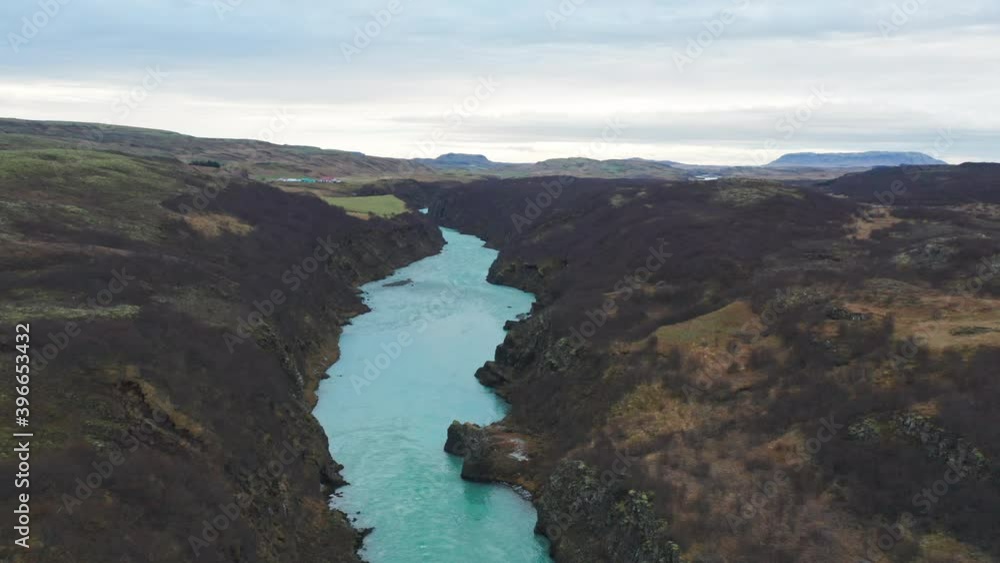 Drone Flight Over Rugged Landscape And River Drone Flight Over Rugged Landscape And River