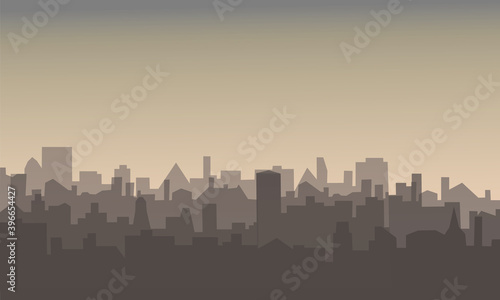 Jpeg illustration of modern city residential area. Buildings silhouette