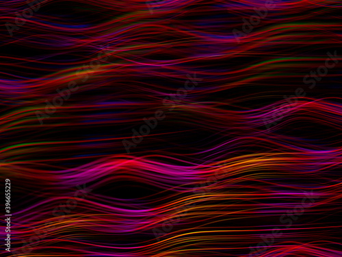 light painting photography  waves of vibrant color against a black background. Long exposure photo of vibrant fairy lights in abstract. abstract color wallpaper 
