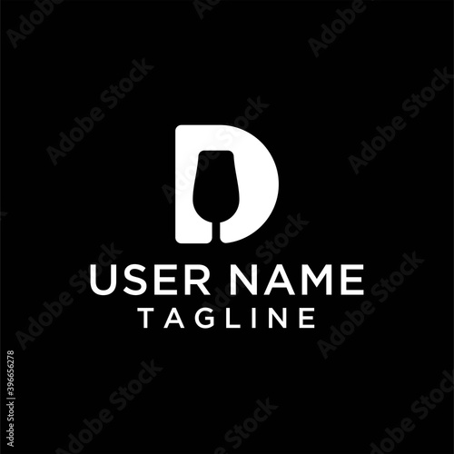 letter D  glass   logo template design vector image , logo letter d glass , logo letter  d glass drink 