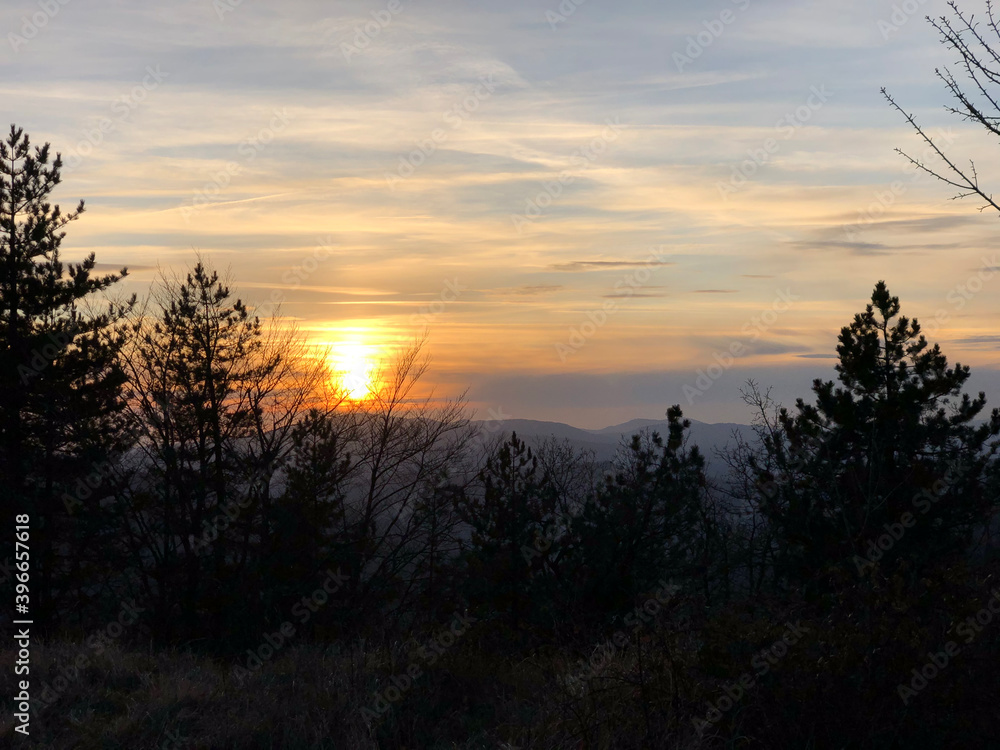 sunset in the mountains