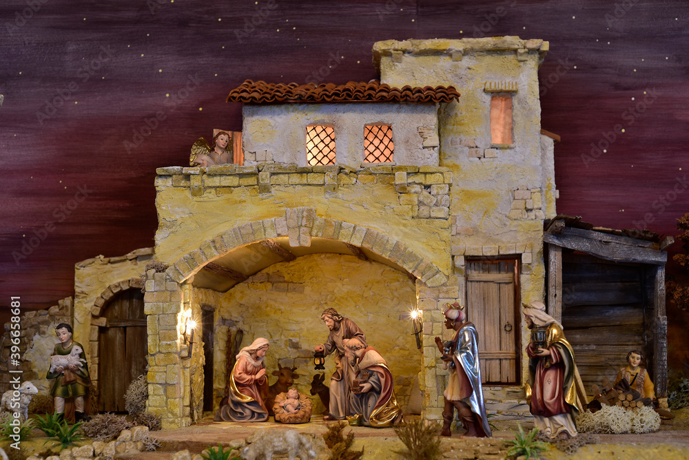 Weihnachtskrippe orientalisch, Geburt Jesu, heilige Nacht, Weihnachten