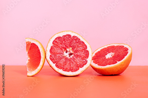 Close up of grapefruits on table photo