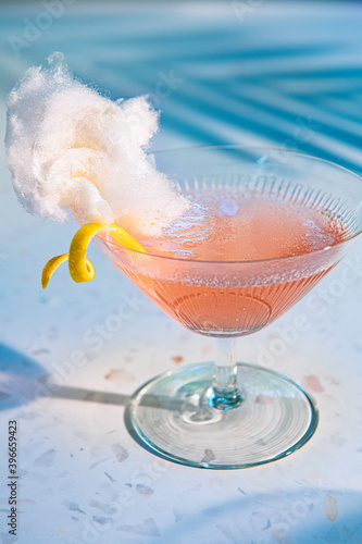 Close up of cocktail served on table