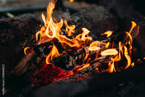 Close up of campfire