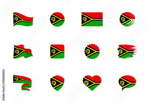 Vanuatu flag - flat collection. Flags of different shaped twelve flat icons. Free Download Vanuatu flag - flat collection. Flags of different shaped twelve flat icons. - GFXLoad