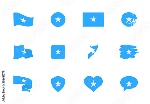 Somalia flag - flat collection. Flags of different shaped twelve flat icons.