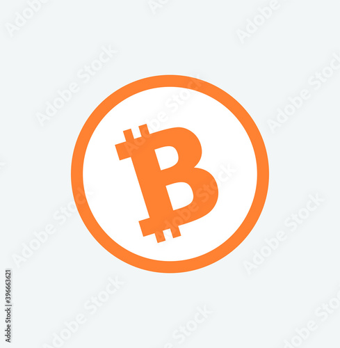 Bitcoin currency Icon. Flat design. Concept of crypto currency and blockchain.
