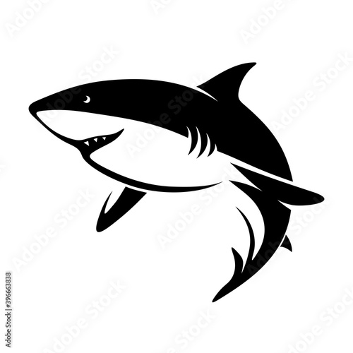 Vector black silhouette of a shark.
