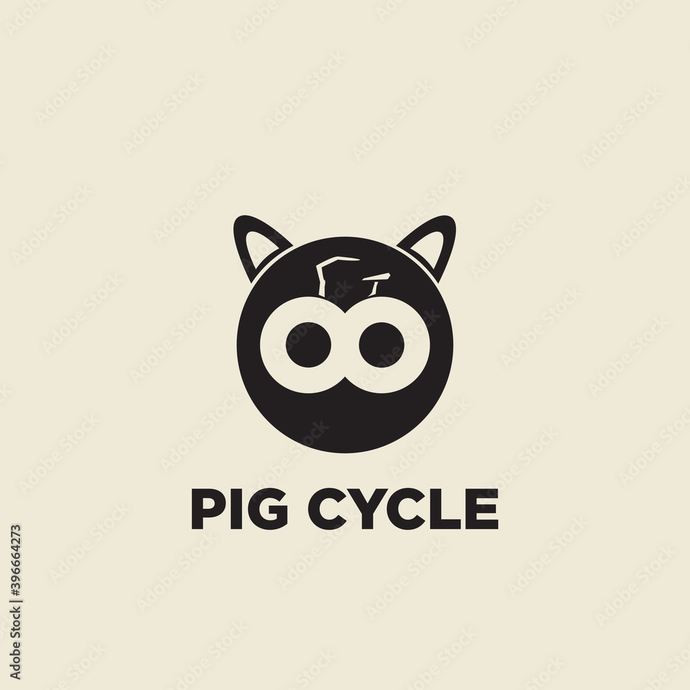 Fototapeta premium illustration of a PIG AND CYCLE