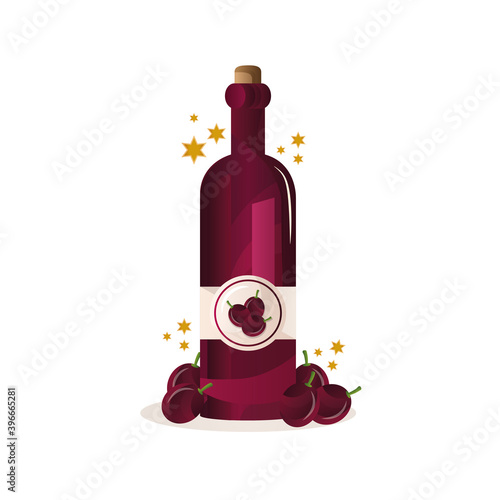 wine bootle and grapes icon vector illustration design