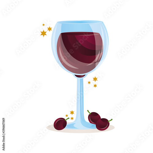 wine cup with grapes icon vector illustration design