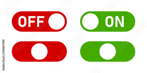 On Off Switch Button Icon Set. Vector Image.