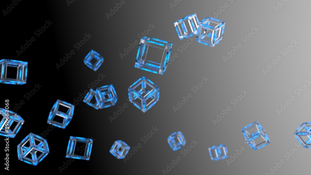 Blue illuminated Hot Iron Clear Crystal Cube. Blockchain network technology concept illustration. 3D illustration. 3D high quality rendering. Blue illuminated Hot Iron Clear Crystal Cube. Blockchain network technology concept illustration. 3D illustration. 3D high quality rendering.