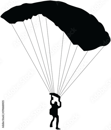 Vector illustration of silhouettes skydiver, parachute jumper
