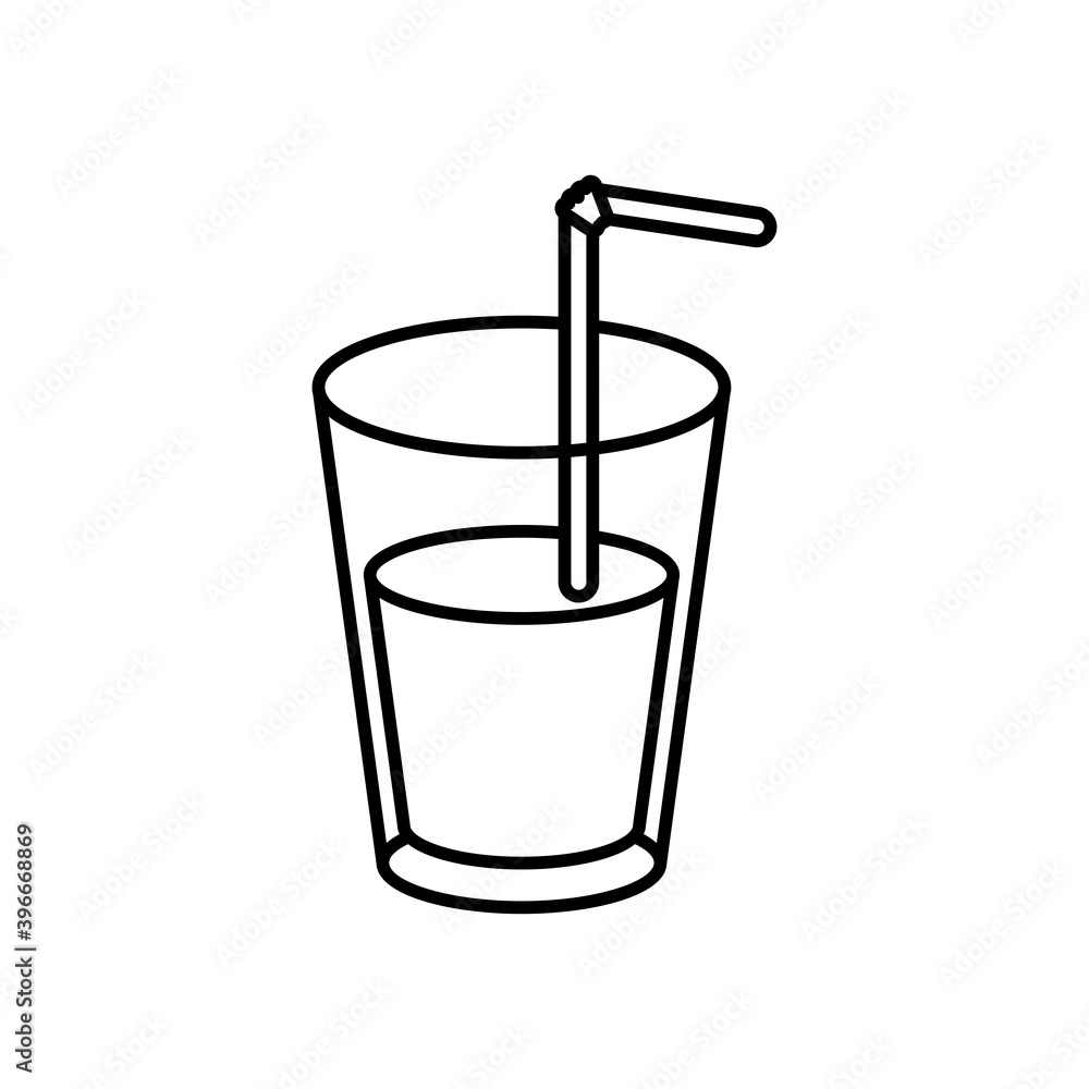juice fruit glass with straw line style icon juice fruit glass with straw line style icon