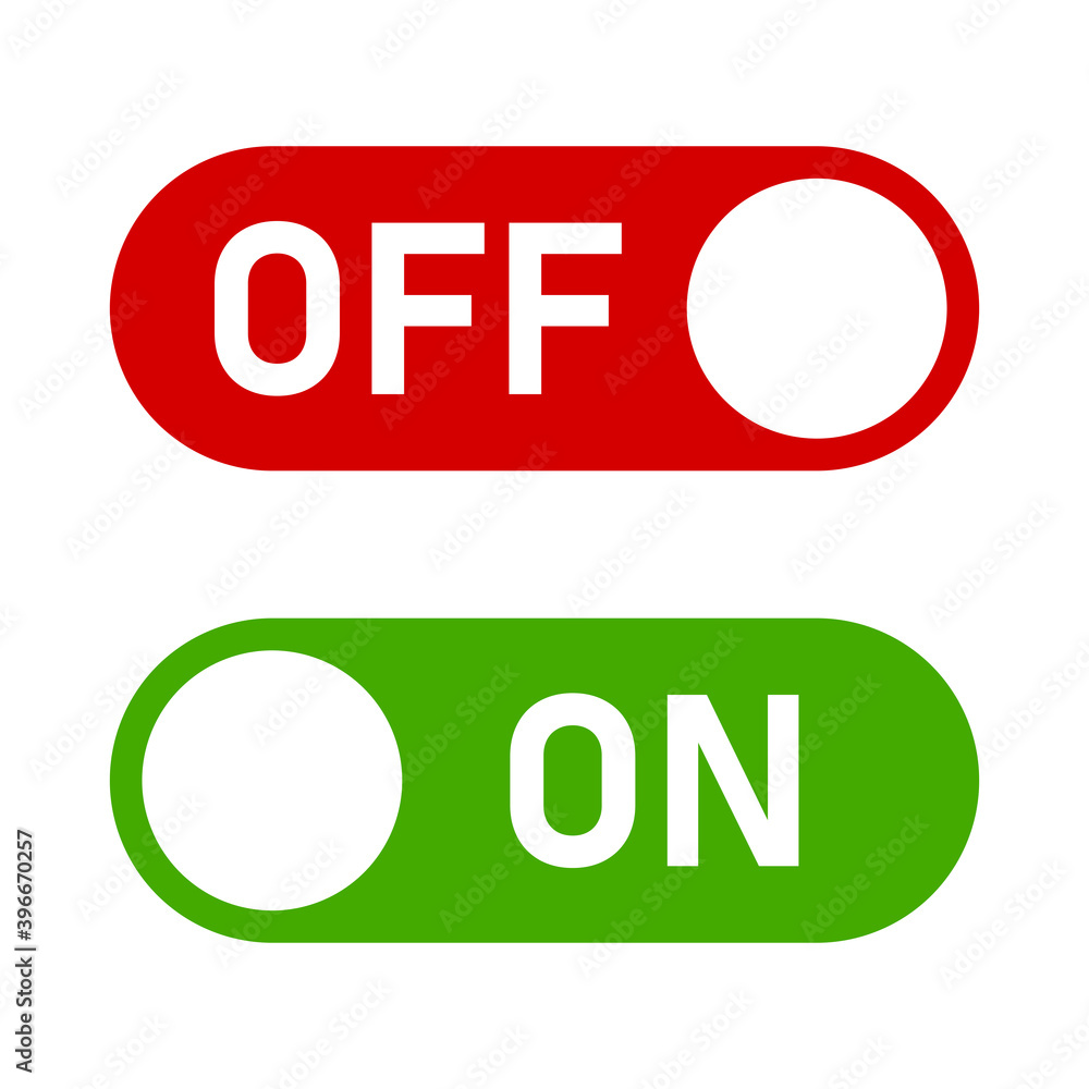 On Off Switch Button Icon Set. Vector Image. On Off Switch Button Icon Set. Vector Image.