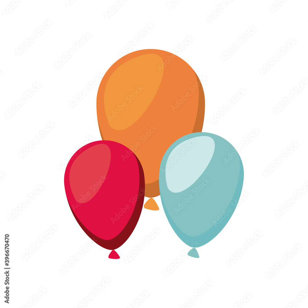colors balloons helium floating flat style icon