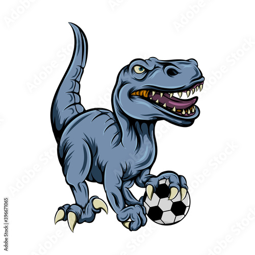 The dinosaur playing the football for the football club mascot inspiration