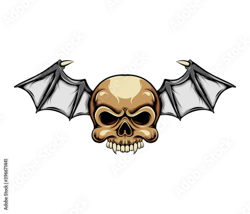 The Dracula head skull with with the small bat's wings for the motorcycle logo inspiration