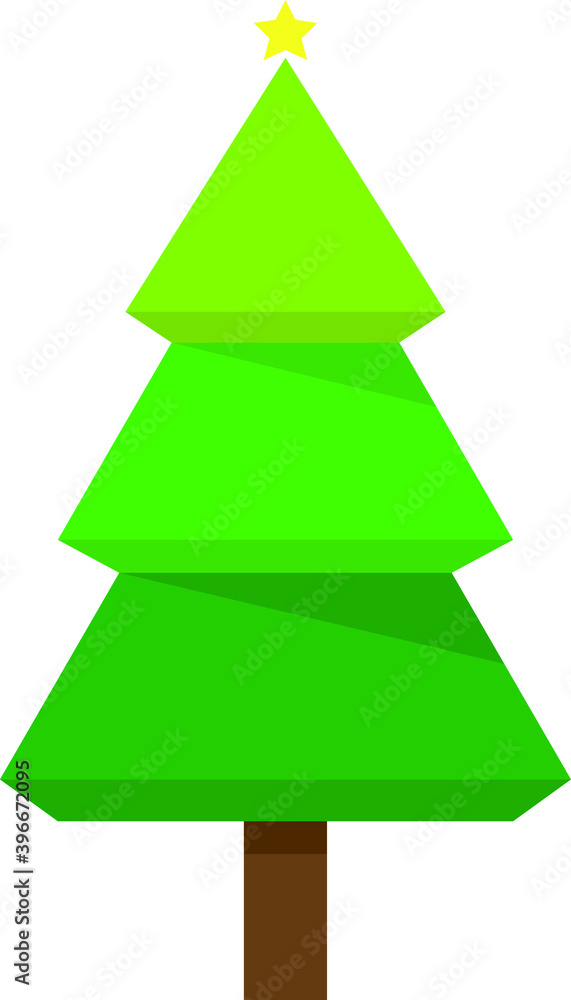 Simple cartoon hand drawn vector Christmas tree with ornaments Simple cartoon hand drawn vector Christmas tree with ornaments