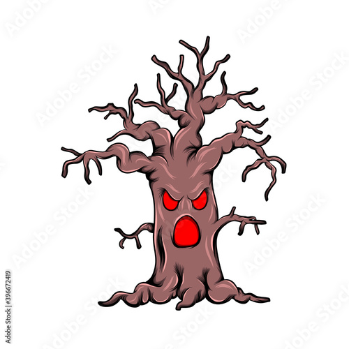 The monster trunk tree with the scary face for the horror story book inspiration