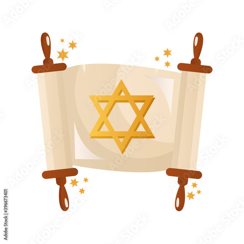 patchment with jewish star hanukkah celebration icon vector illustration design photo