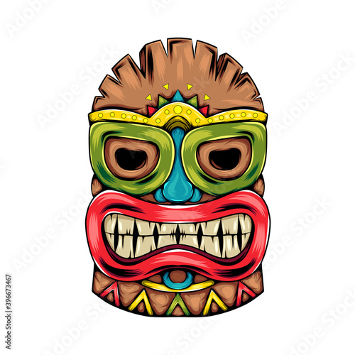 The the tiki island traditional mask with the big smile of the mask for the party