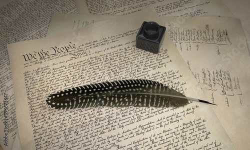 United States Constitution and Feather Pen photo
