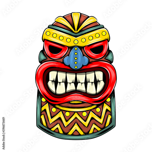 The statue inspiration from the tiki island characteristic with the round gold accent