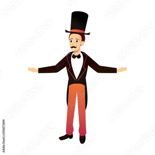 circus ringmaster with suit character