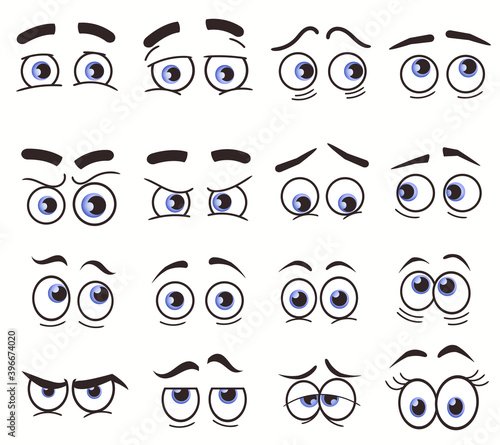 Cartoon Funny Eyes, Cartoon faces. Vector set