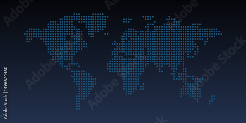 Illustration of World Map with Dotted Background, Vector Illustration Design.