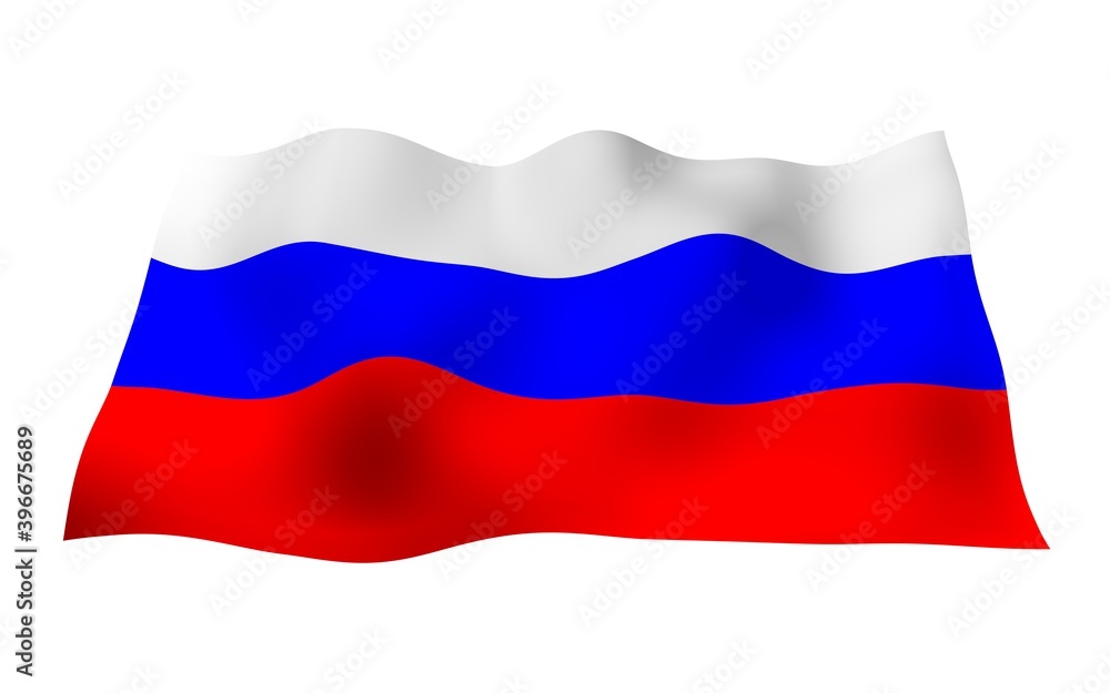Waving flag of the Russian Federation. The National. State symbol of the Russia. 3D illustration Waving flag of the Russian Federation. The National. State symbol of the Russia. 3D illustration