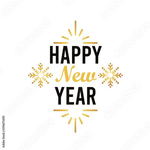 Wallpaper Mural happy new year lettering card with golden snowflakes Torontodigital.ca