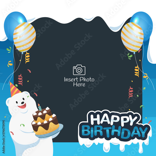 Happy birthday with polar bear character