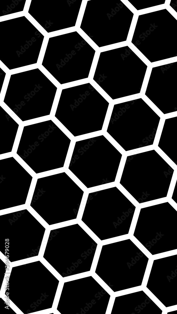 White honeycomb on a black background. Vertical image orientation. Isometric geometry. 3D illustration White honeycomb on a black background. Vertical image orientation. Isometric geometry. 3D illustration