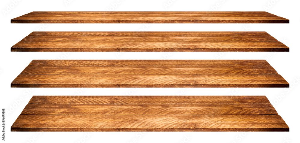A collection of empty wooden shelves that can be used as a background for products A collection of empty wooden shelves that can be used as a background for products