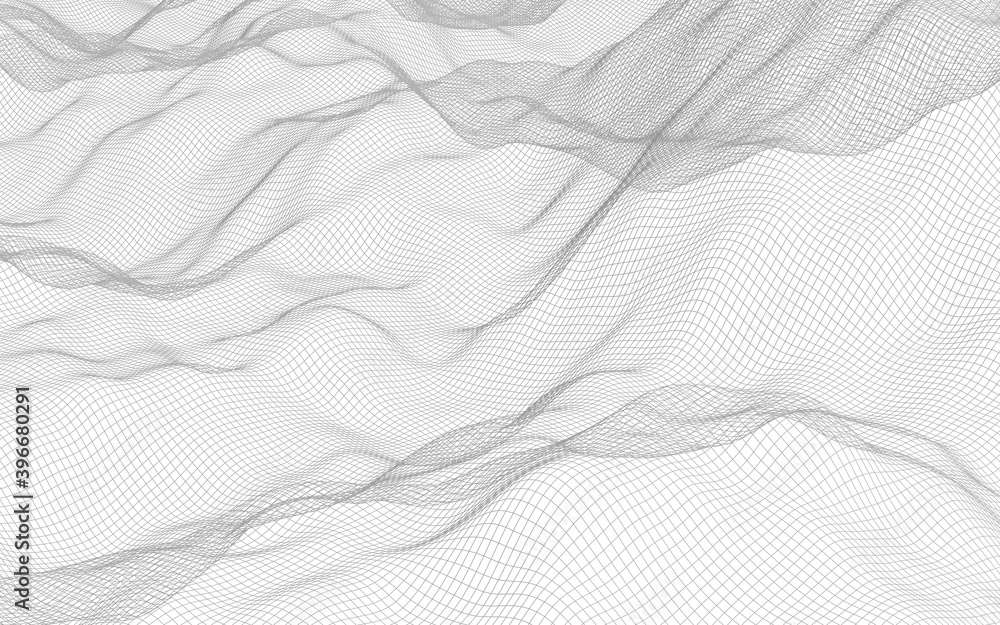 custom made wallpaper toronto digitalAbstract landscape on a white background. Cyberspace grid. hi tech network. 3d illustration