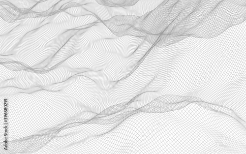 Wallpaper Mural Abstract landscape on a white background. Cyberspace grid. hi tech network. 3d illustration Torontodigital.ca