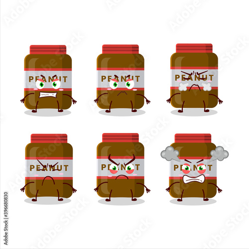 Peanut jar cartoon character with various angry expressions