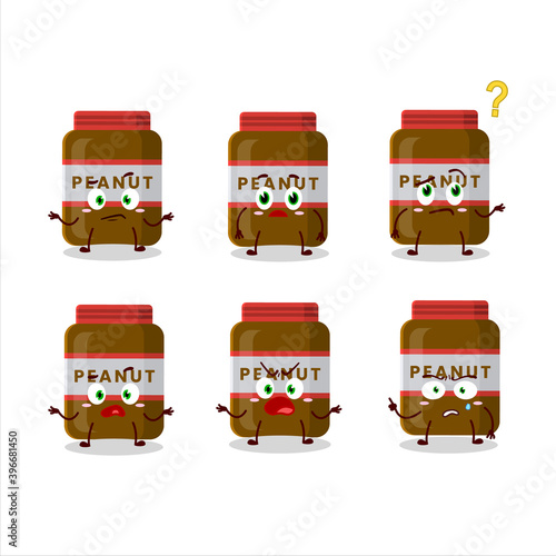 Cartoon character of peanut jar with what expression