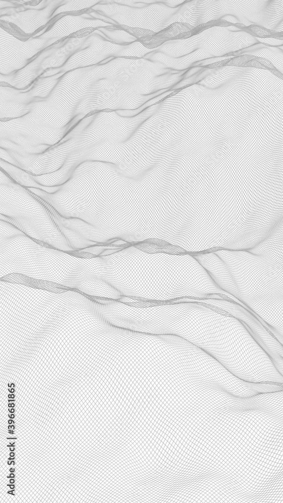 Abstract landscape on a white background. Cyberspace grid. hi tech network. 3d illustration Abstract landscape on a white background. Cyberspace grid. hi tech network. 3d illustration